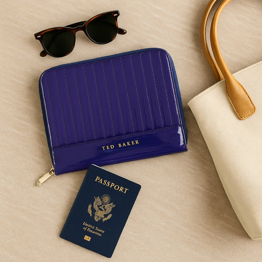 Ted Baker Quilted Patent Leather iPad Tablet Case Portfolio Purple Glossy | Women