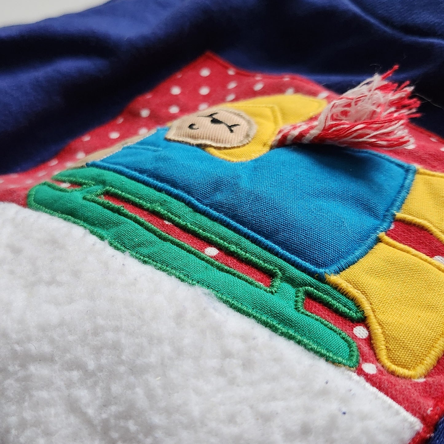 Paddington Bear Vintage 1990s Toddler Girls Blue Sweatshirt Dress Winter Sledding Applique Size 3T