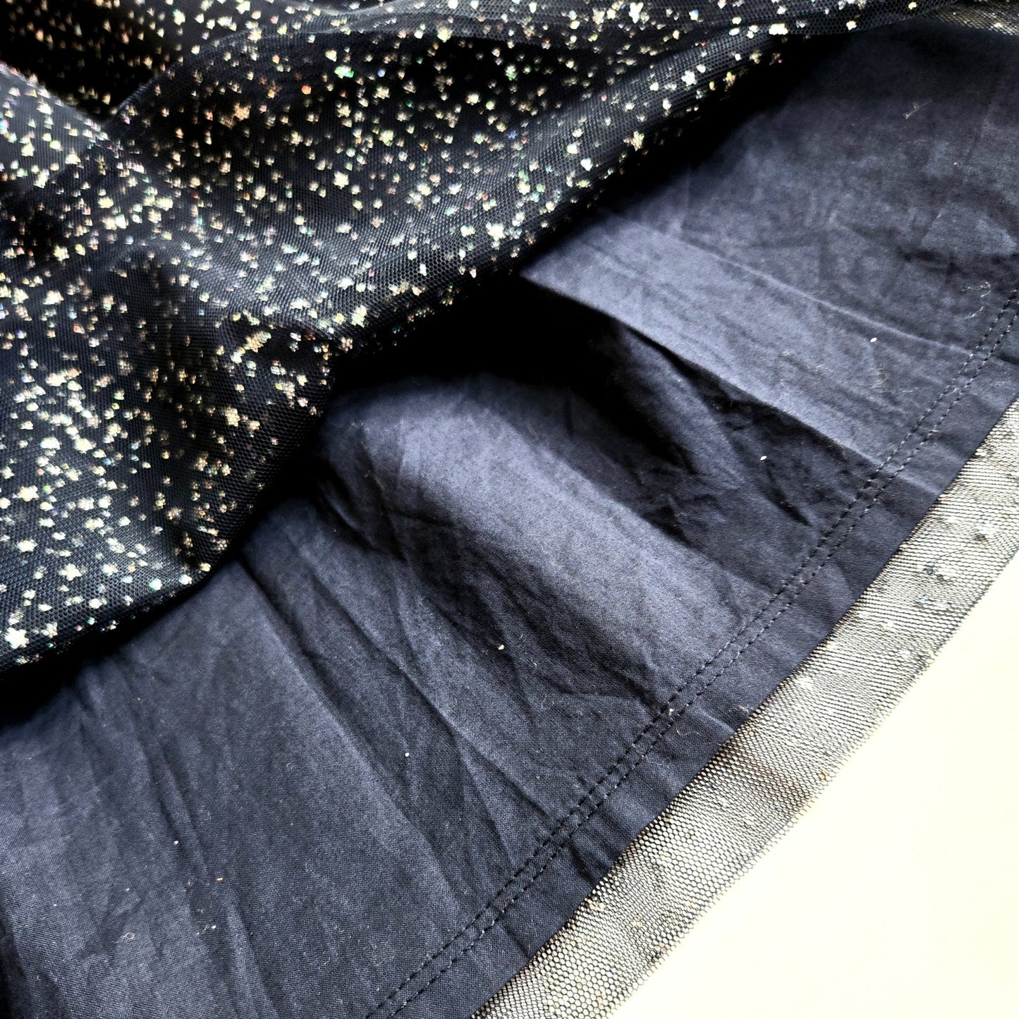 Crewcuts Girls’ Sparkle Velvet Dress Navy Blue XL – Long Sleeve Tulle Glitter Star Skirt Party Dress