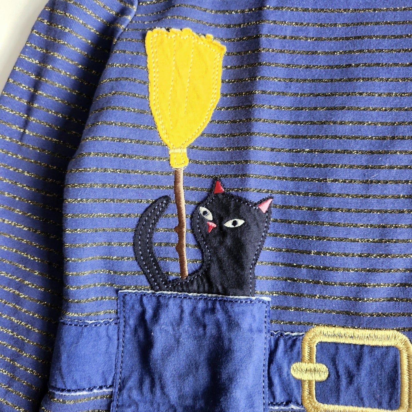 Mini Boden Girls Halloween Witch Dress Tulle Party Starboard Blue Cat Frog Vampire Blood Size 7-8Y