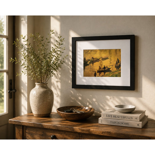 Anglers on the Seine at Poissy by Monet | Impressionist Seine River Framed Print