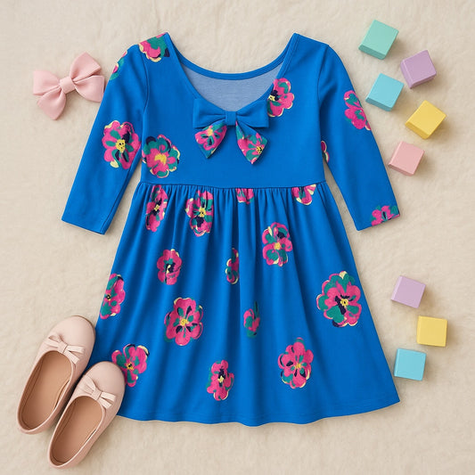 🌸 Lilly Pulitzer Girls Evelyn Dress – Royce Blue Corsage Print – Toddler Girls Size XS 2–3 2T🌸