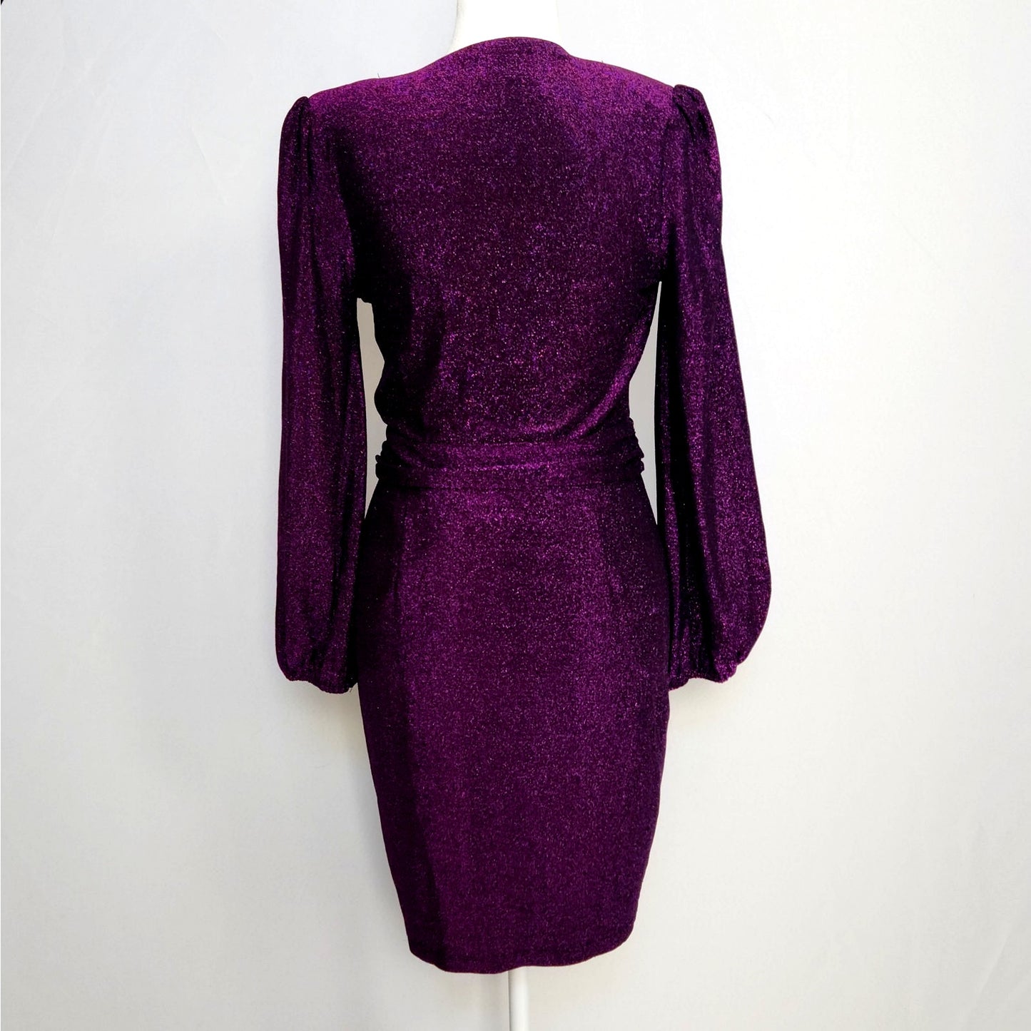 Saylor Holliday Purple Metallic Faux Wrap Mini Dress | Women's M