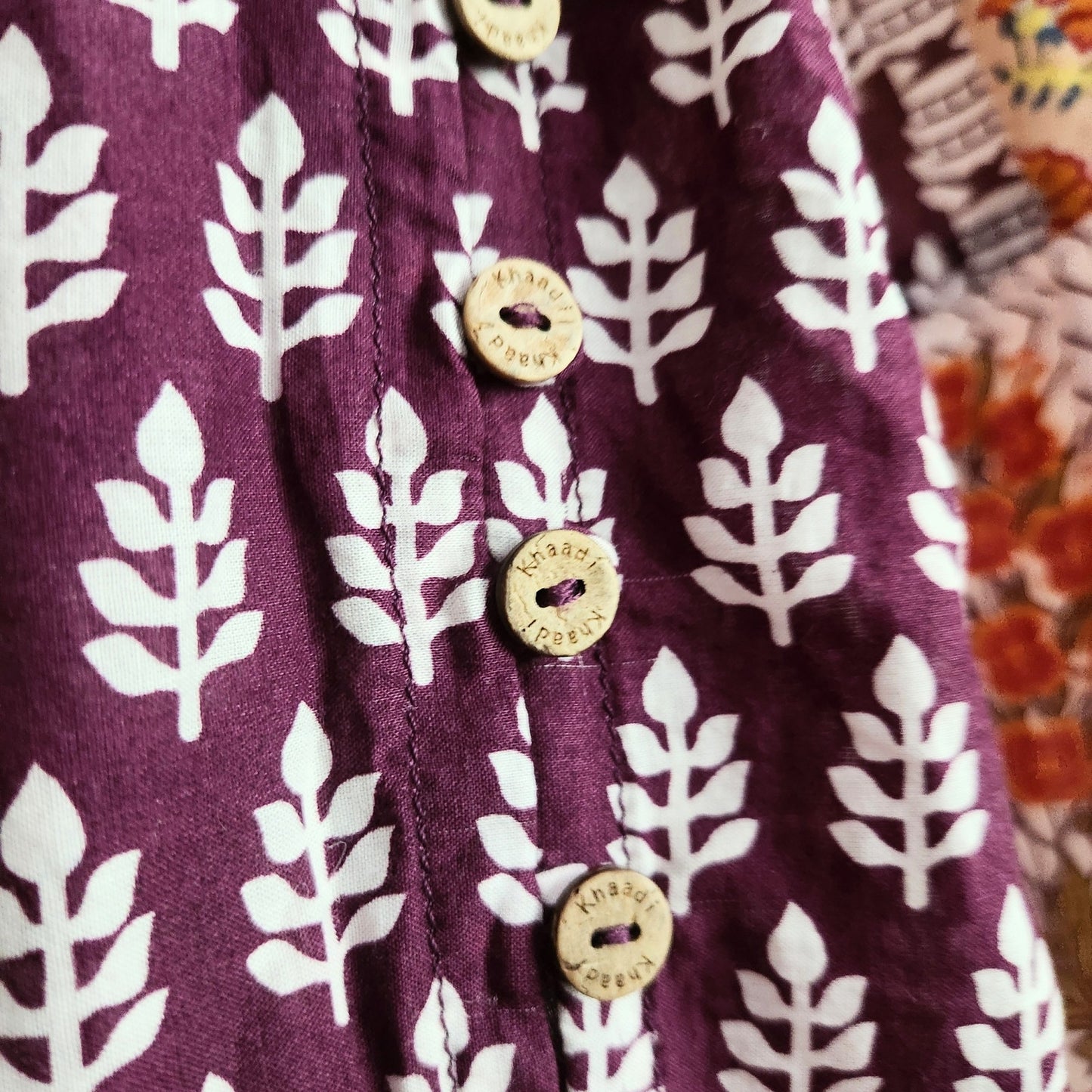 Khaadi Cotton Pom Pom Long Sleeve Flare Tunic Boho Artisan Print | Women Size 8