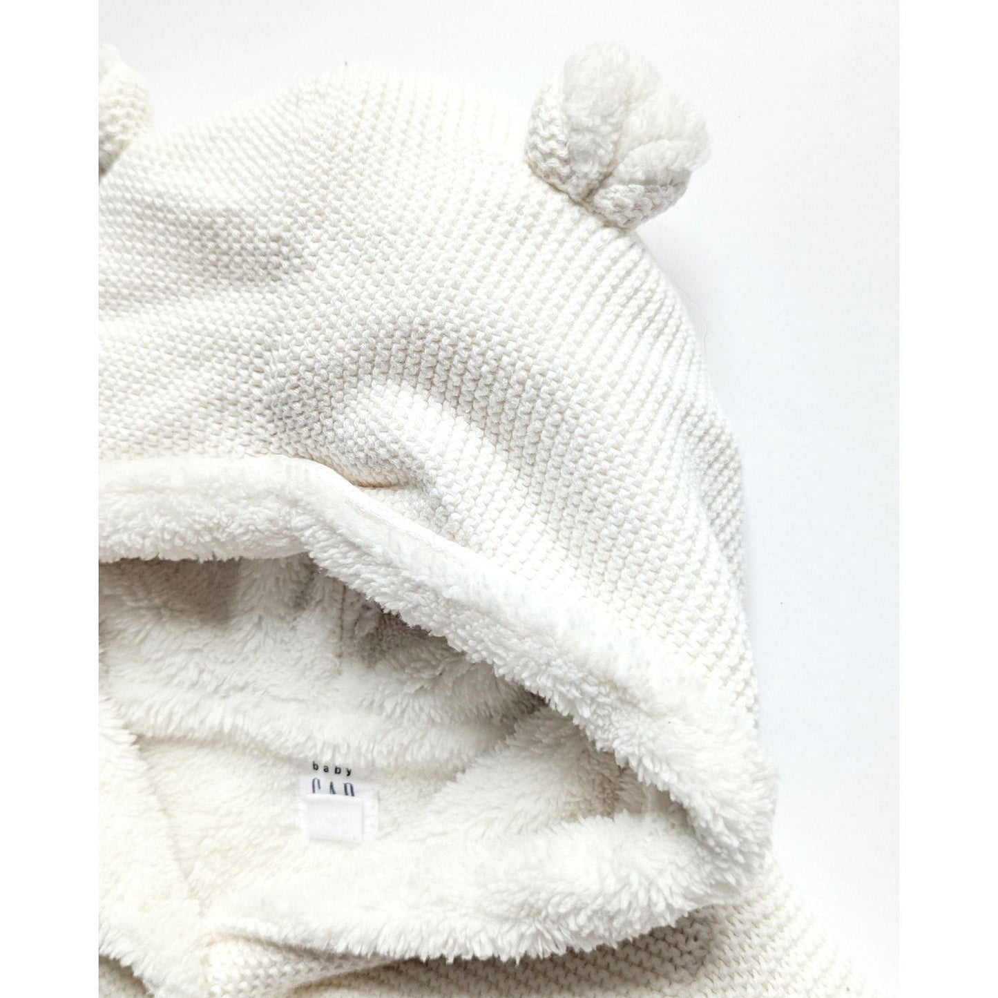 Baby Gap Ivory Sherpa Bear Ears Sweater Cardigan Jacket | Size 12-18 Months