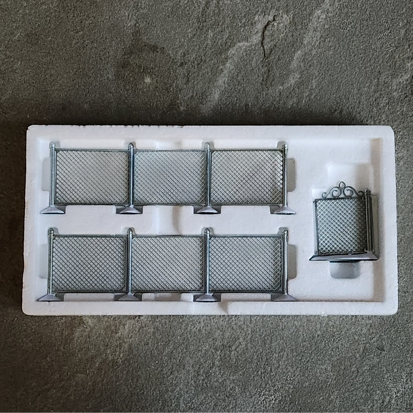 Department 56 “Chain Link Fence With Gate” – Set of 3 Metal Village Accessories (1993)