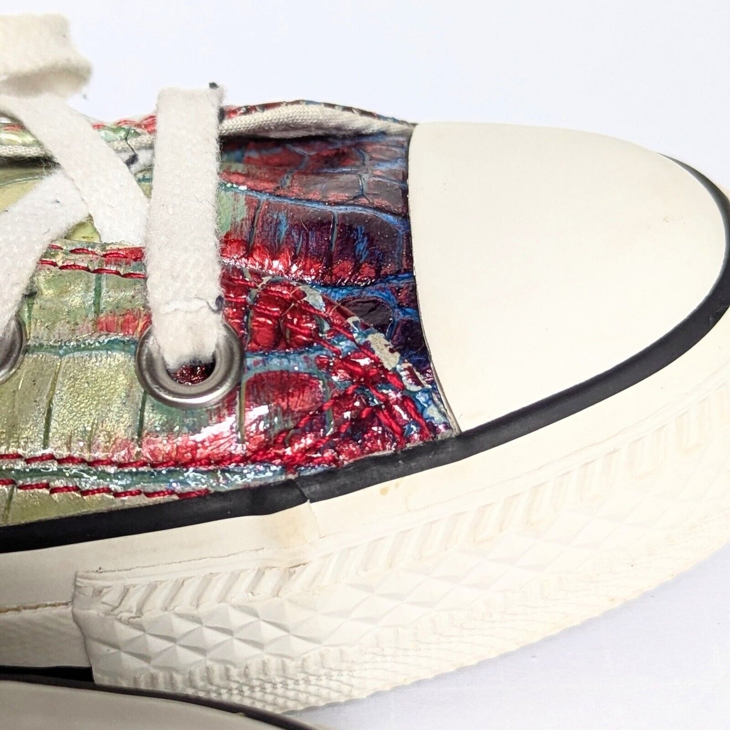 Converse Chuck Taylor All Star Limited Edition Metallic Croc Skin Sneakers – Unisex Men 3 / Women 5 – Rare Statement Pair