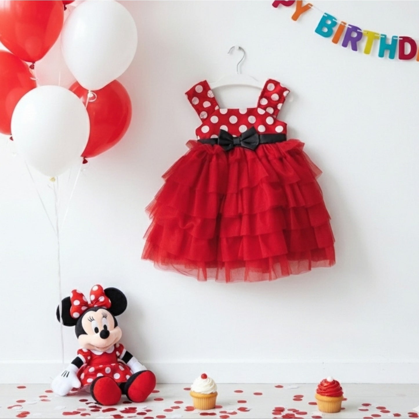 Minnie Mouse Classic Red Polka Dot Party Dress – Baby Size 18M