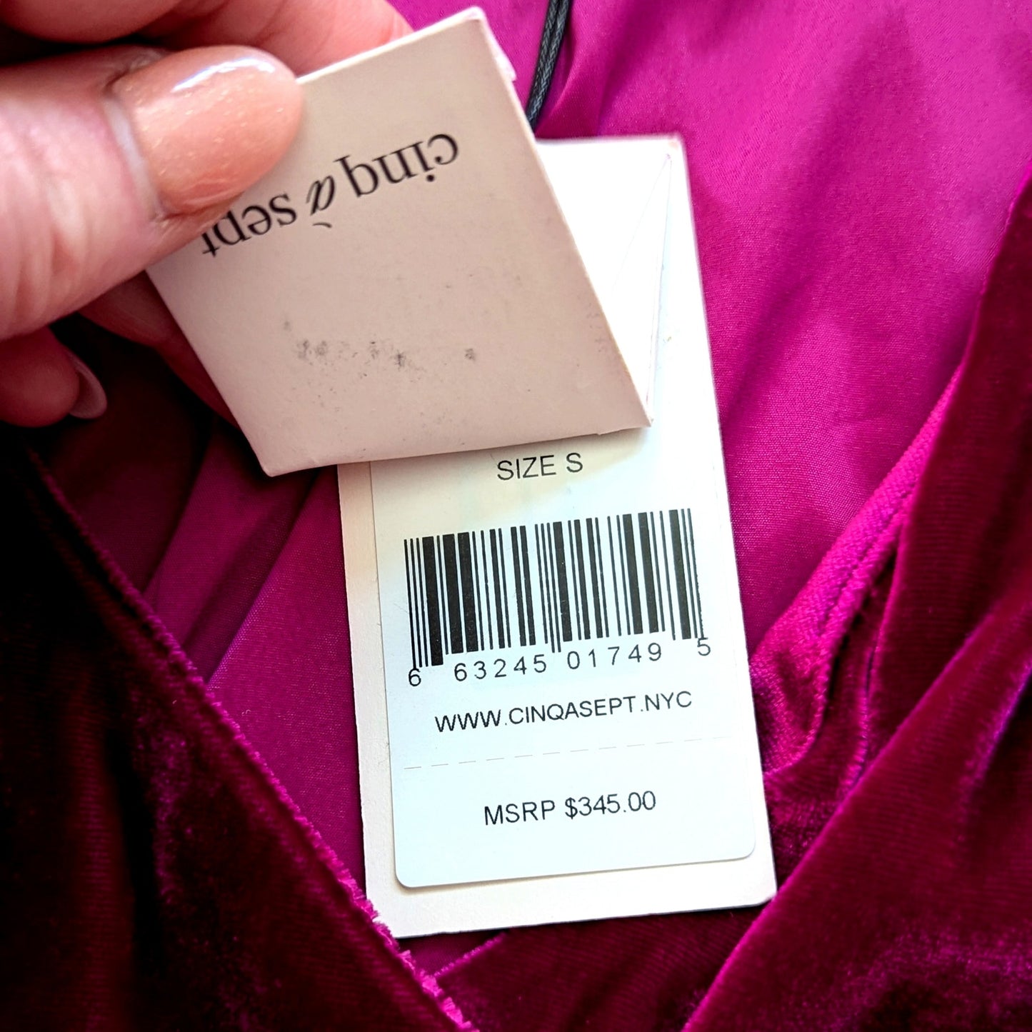 Cinq à Sept Women's Theo Velvet Puff Sleeve Wrap Top Fuschia Size S Silk Rayon Blend NWT