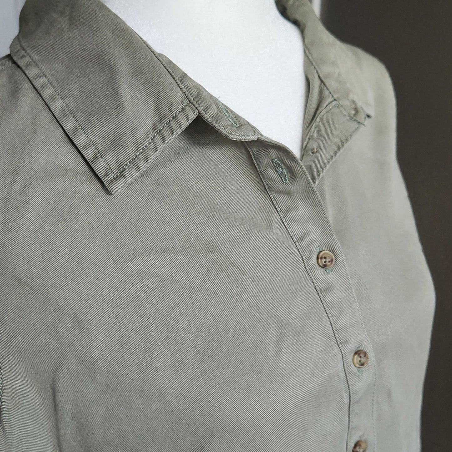 Lucky Brand Women's Lyocell Sage Green Collared Shift Shirt Dress Size 2X