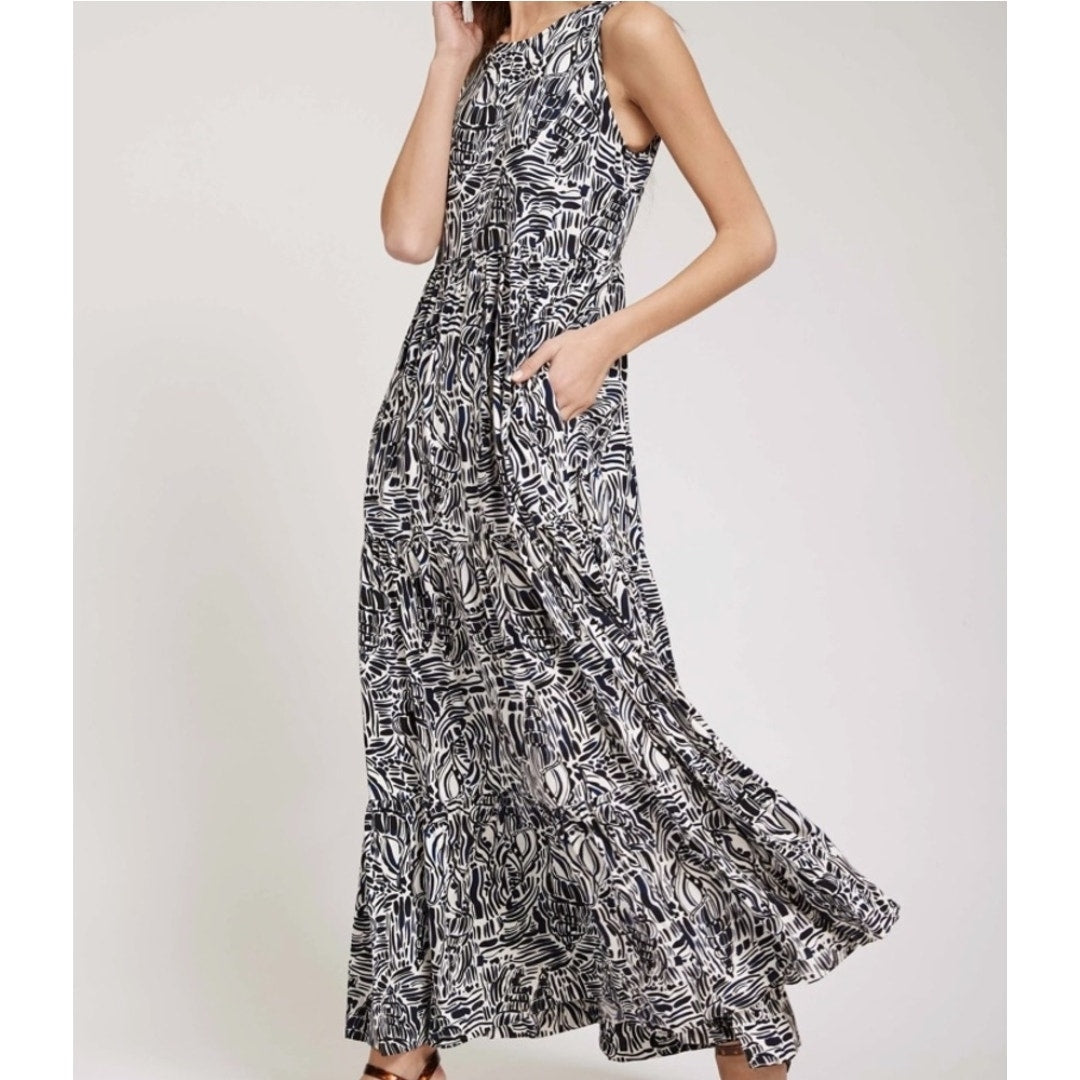 Tyler Böe Women's Blue & White Seashell Print Rachel Maxi Dress Size Small