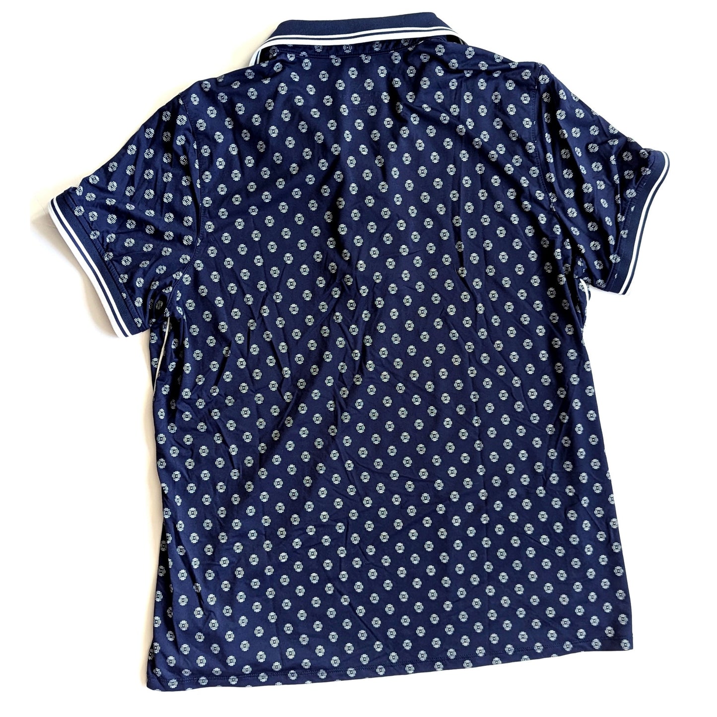 🐳 Vineyard Vines Women’s Performance Polo Navy Blue Geometric Print Size Large