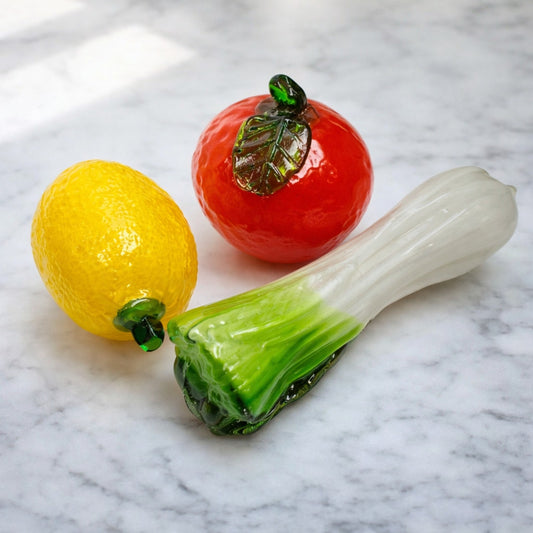 Vintage Hand Blown Glass Fruit & Vegetable Set