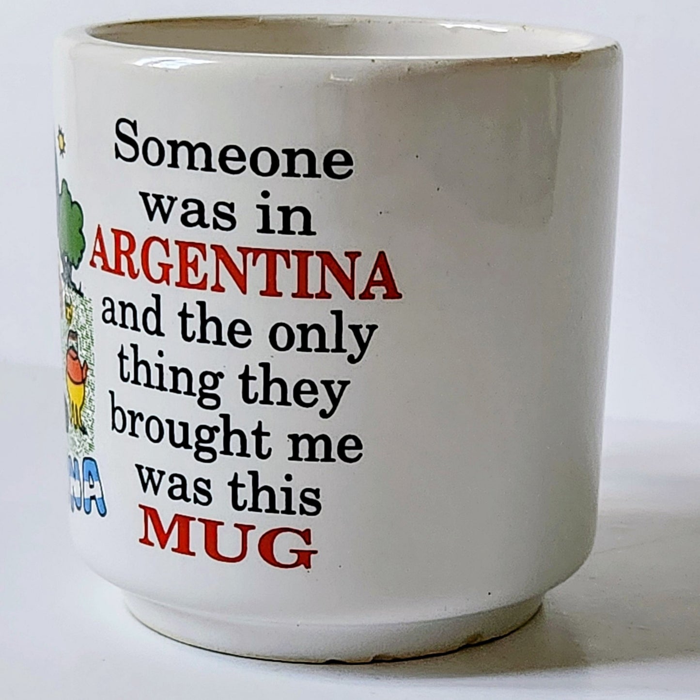 Vintage 80s Garfield Argentina Mug - 'Someone was in Argentina...' Souvenir Gift