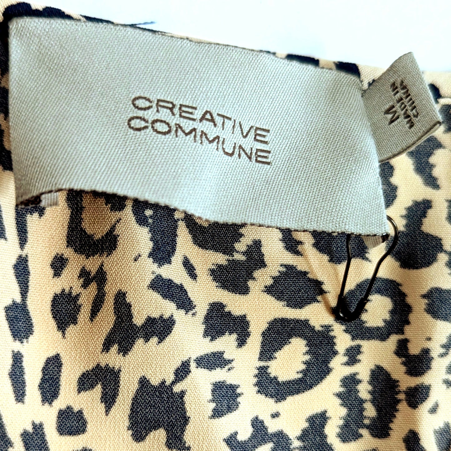 Navy Cheetah Print Keyhole Silky Blouse | Women's M