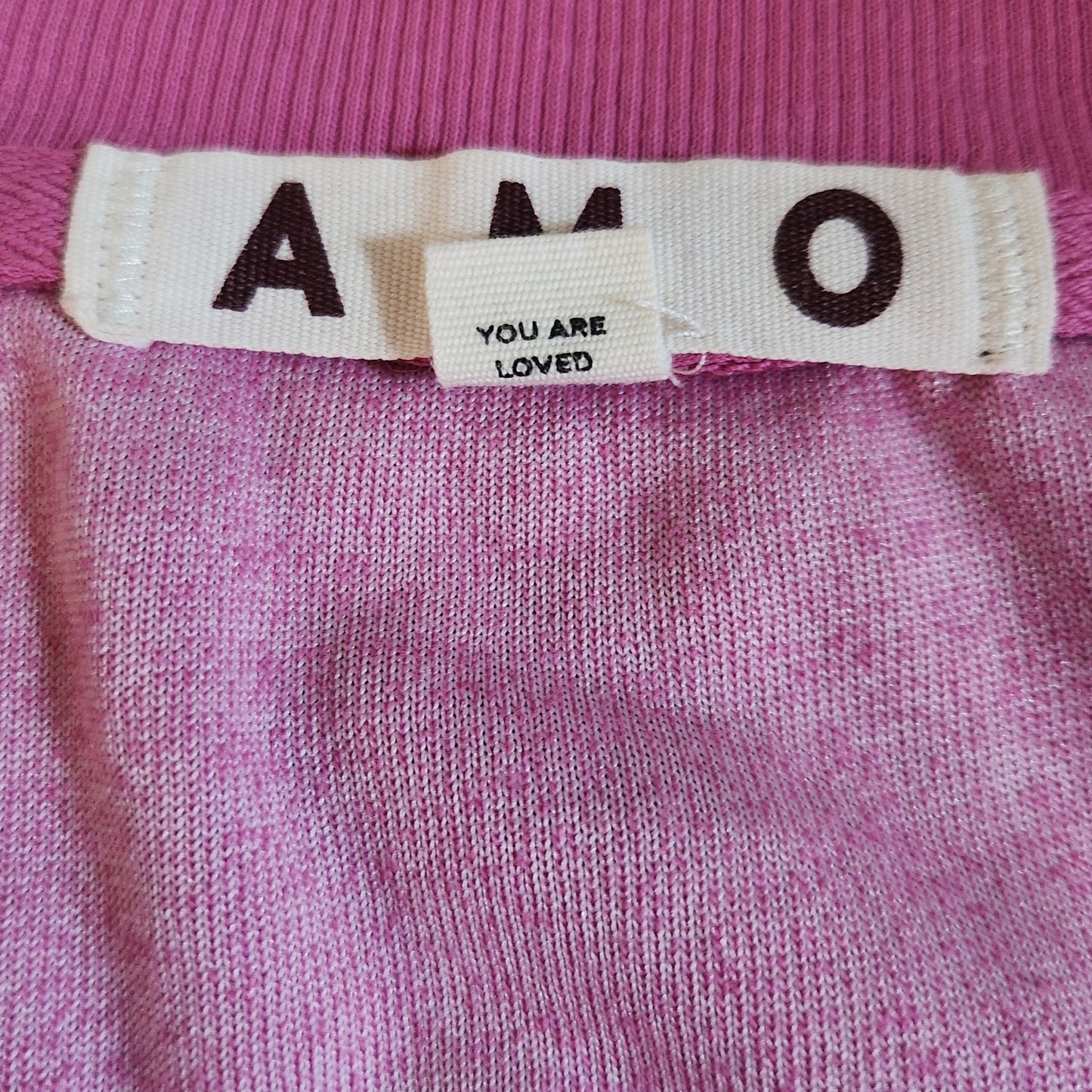 AMO for Anthropologie Pink Velour V-Neck Pullover Sweatshirt Women’s Size M
