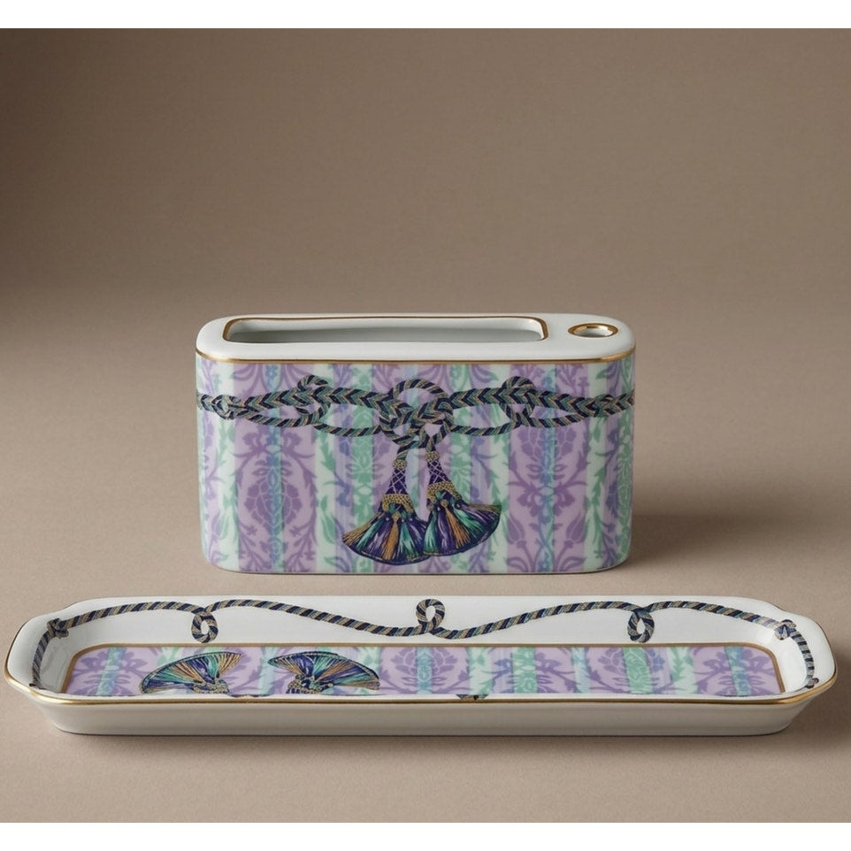 1990s Neiman Marcus Desk Set Pen & Note Holder w/ Tray
