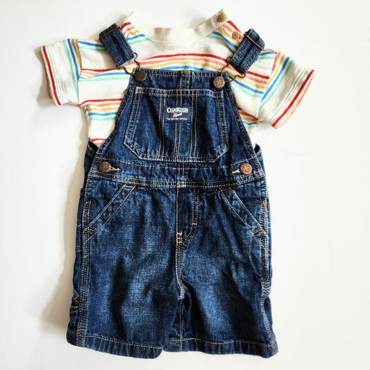 Toddler Outfit Old Navy Rainbow T-shirt & Oshkosh B'gosh Overalls Size 18-24 Mos