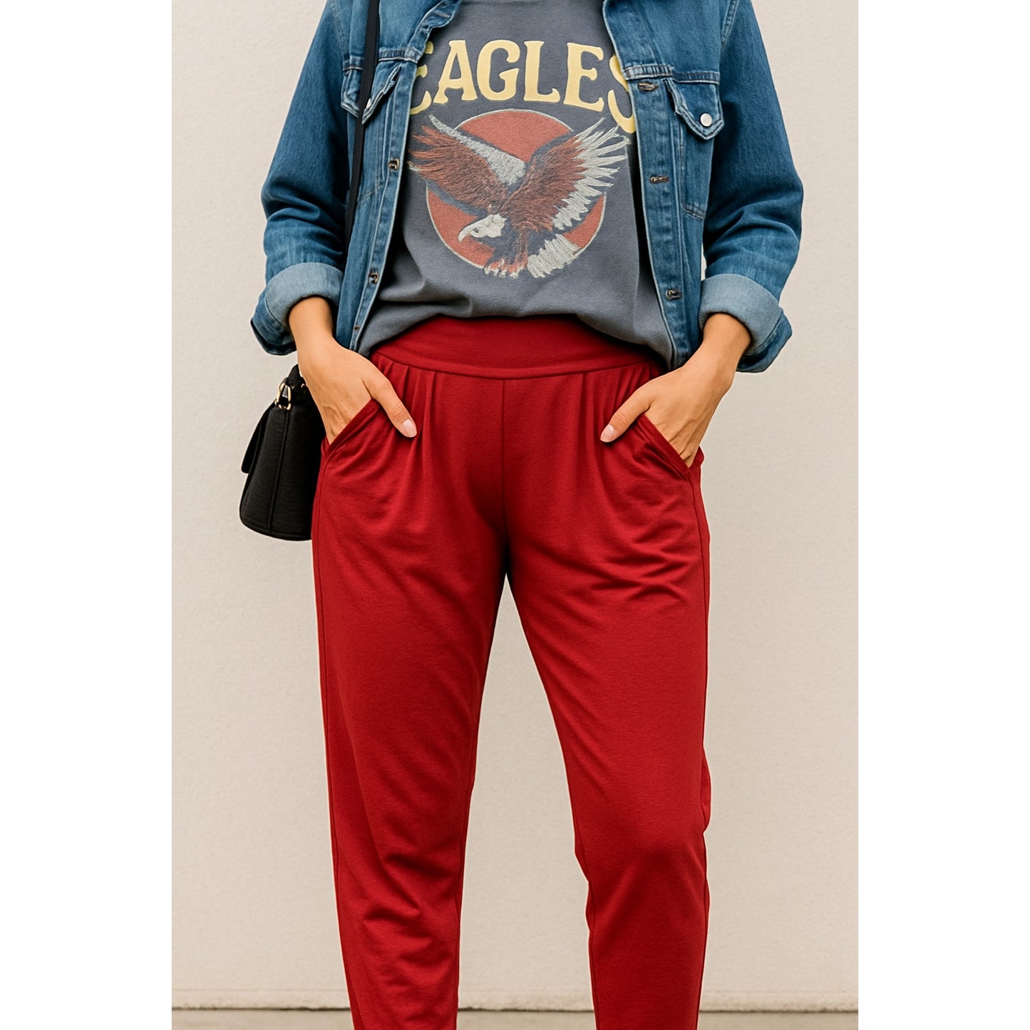 Free People Slouchy Draped Modal Jogger Pants – Cherry Red – Women's Size L