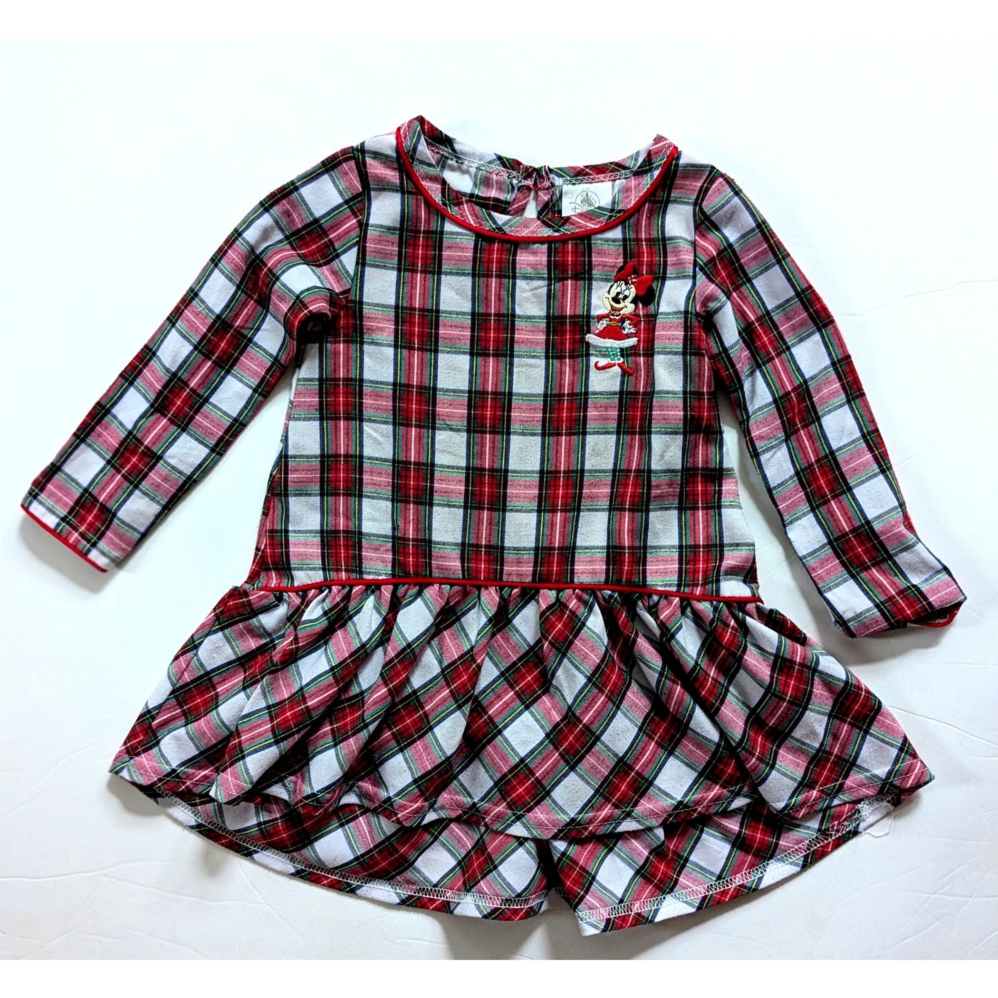 🎄 Disney Christmas Holiday Plaid Dress with Minnie Mouse Appliqué | Toddler Girls Size 2T 🎁