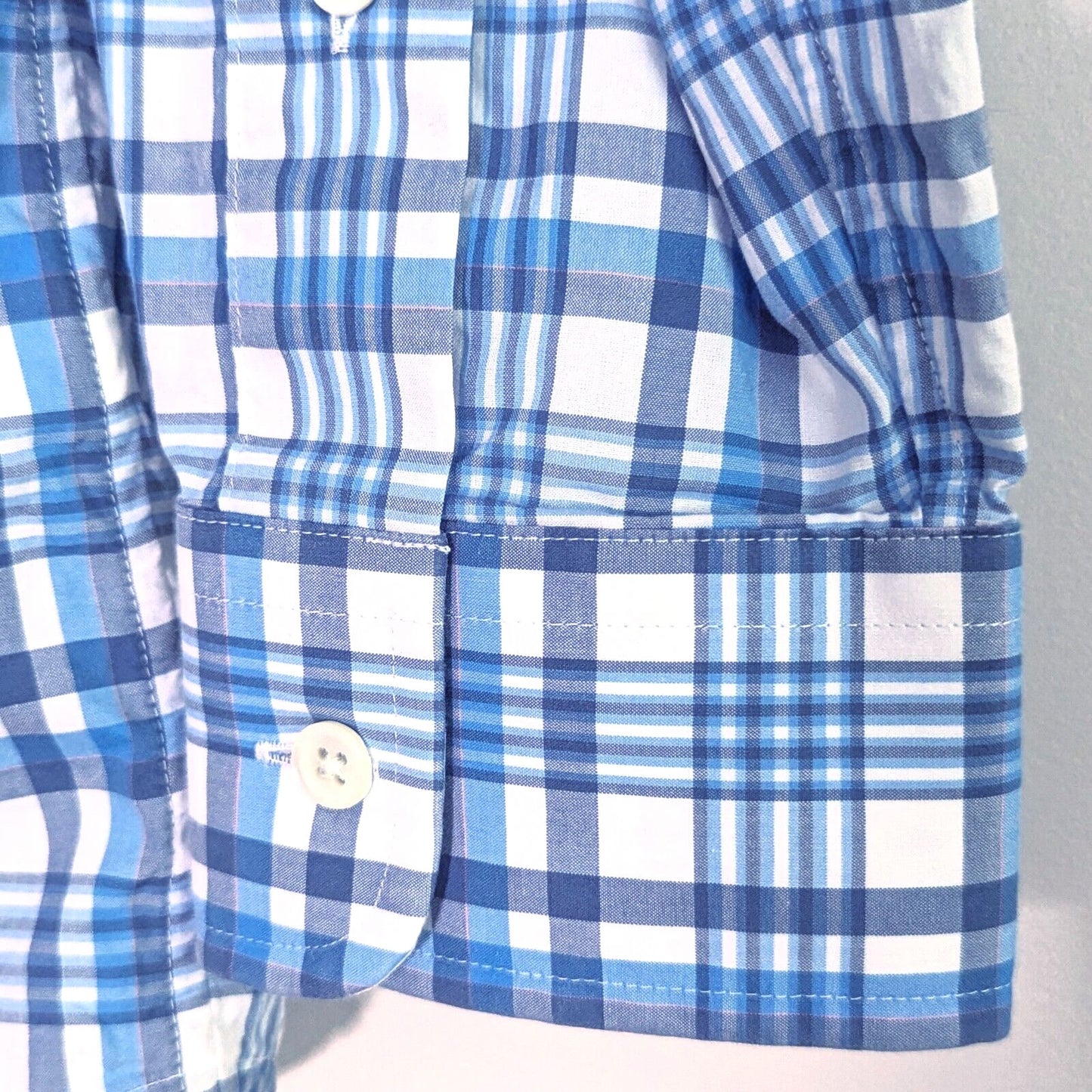 Vineyard Vines Classic Cooper Dress Shirt | Blue Plaid 120s Cotton | Men's M