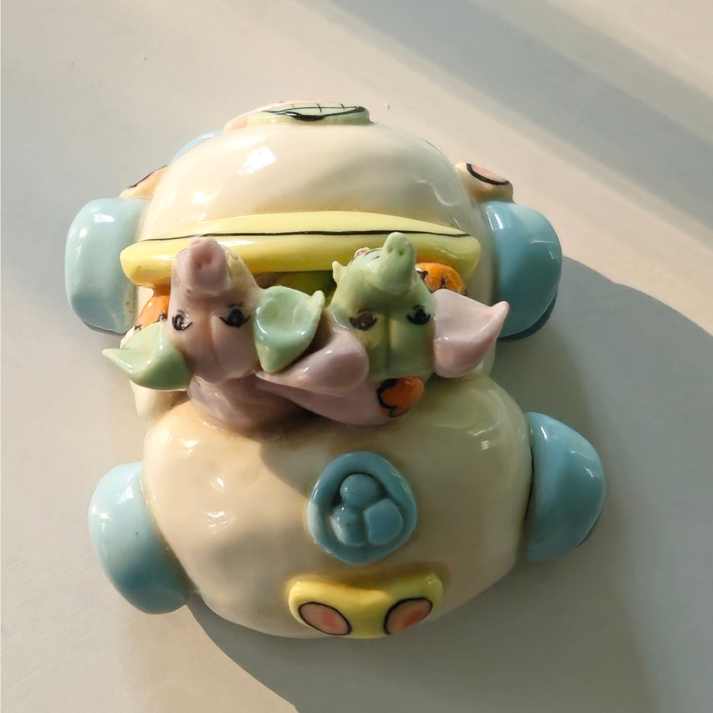 Vintage Ceramic Elephant Car Figurine