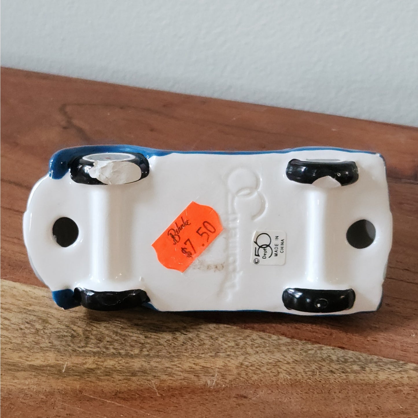 Vintage Department 56 Classic Sedan & Snow Plow — 1990s Snow Village Ceramic Vehicle Set