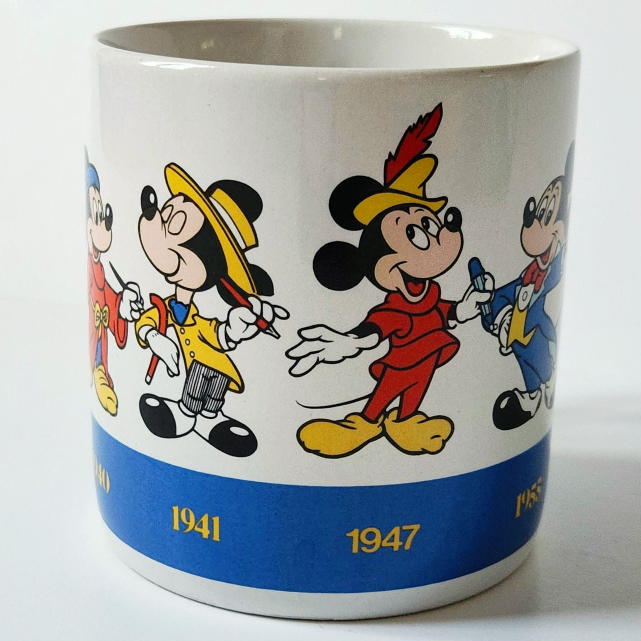 Vintage 1980s Mickey Through the Years Mug — Applause® — 1928→1990 Timeline