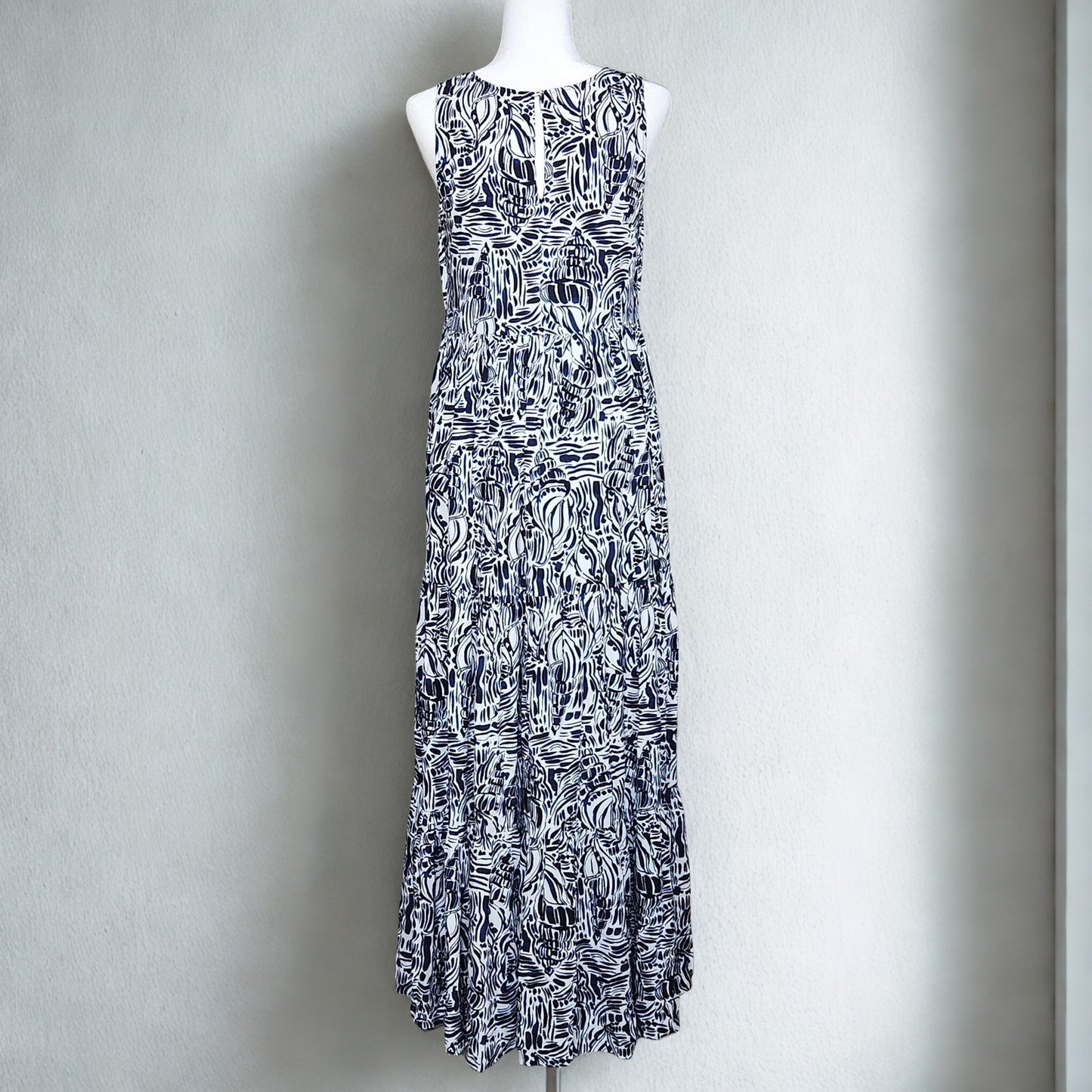 Tyler Böe Women's Blue & White Seashell Print Rachel Maxi Dress Size Small