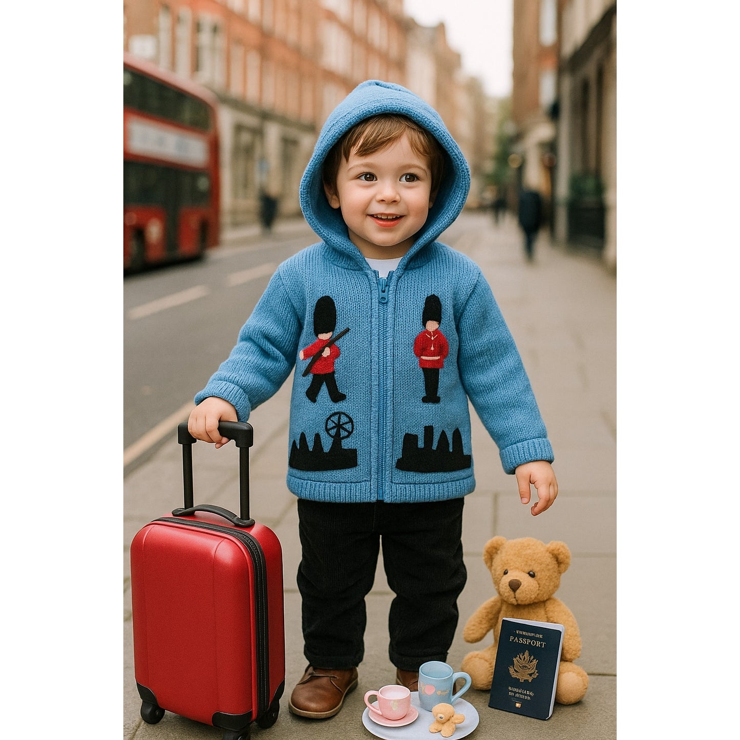 United Ideas London Hooded Guardsman Jumper Sweater Cardigan | Toddler Size 4