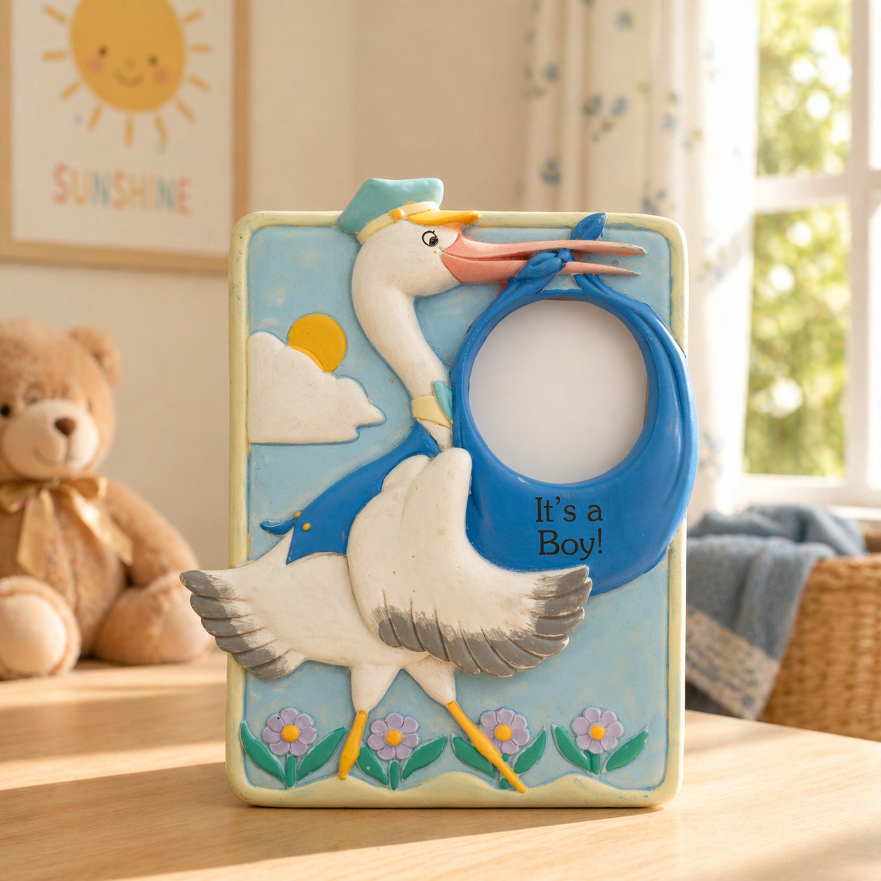 1990s It’s a Boy! Stork Baby Picture Frame