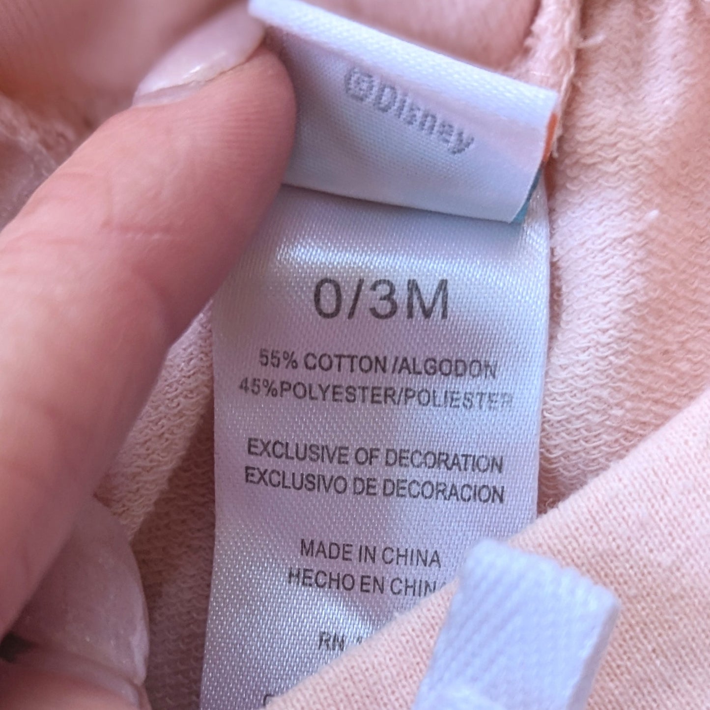 Disney Baby Minnie Mouse Hooded Ears Peach Sweatsuit Two Piece 3 mos