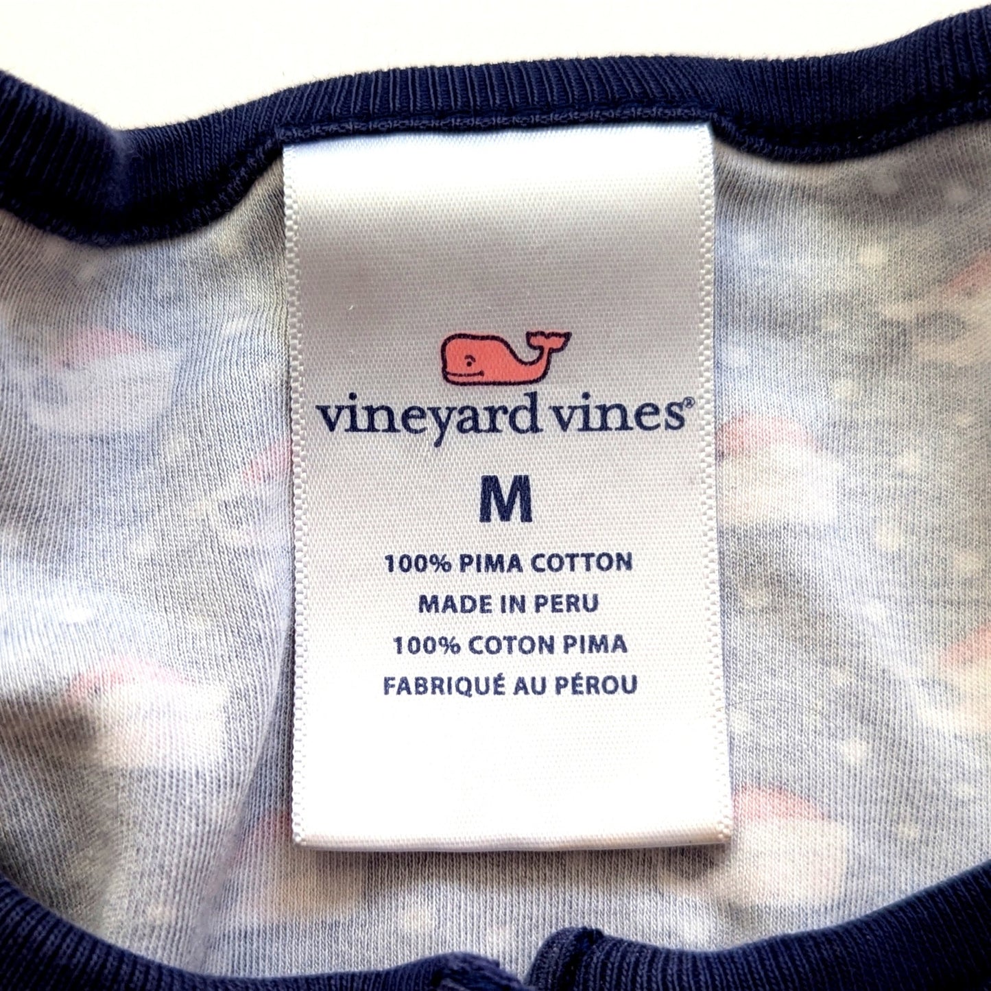 Vineyard Vines Festive Christmas Pajama Henley Top Santa Whale Navy | Women’s M