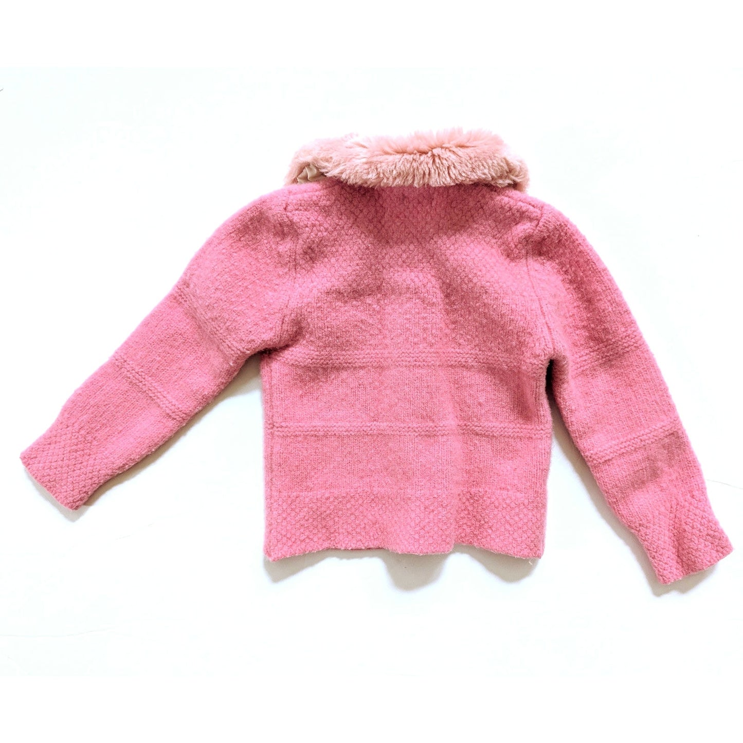 United Colors of Benetton Pink Wool Fur Cardigan | Made in Italy | Girls Size XS 4T / 110 cm
