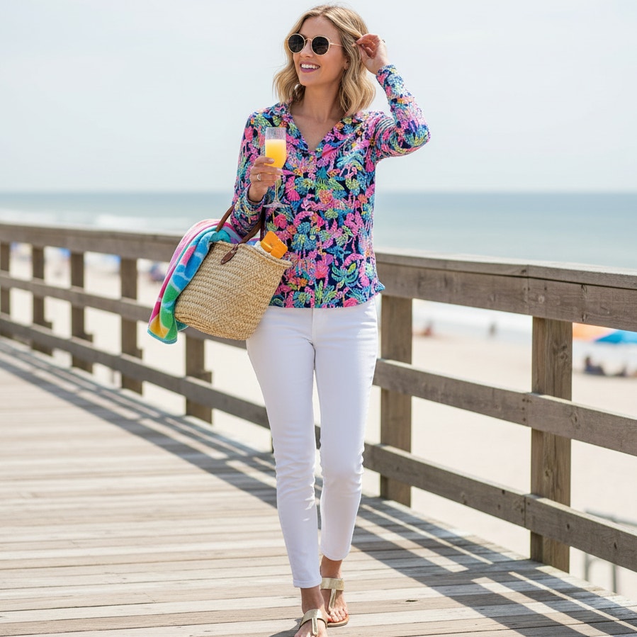 Lilly Pulitzer “Seen & Herd” Cozy Cloud Jersey Top | Oyster Bay Navy | Women's XS