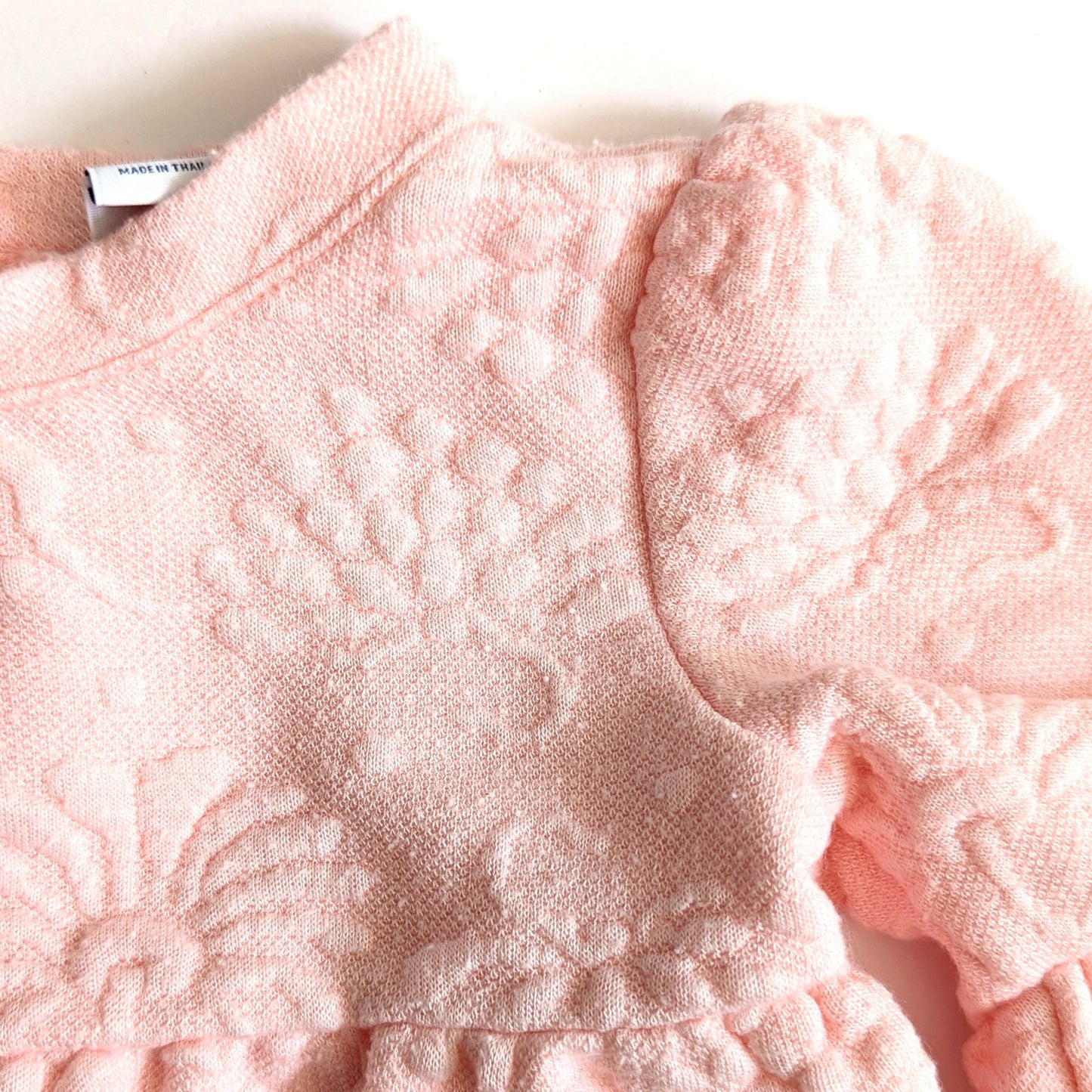 Janie and Jack Baby Girl Quilted One-Piece Jacquard Romper Strawberry Pink | Size 6-12M