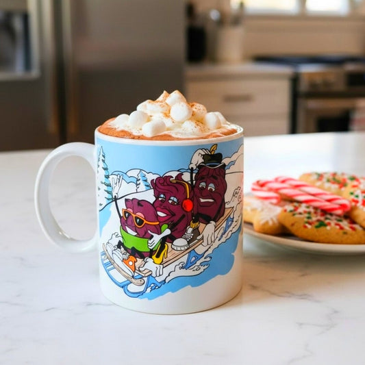 Applause The California Raisins Vintage 1988 Winter Snow Sledding Coffee Mug