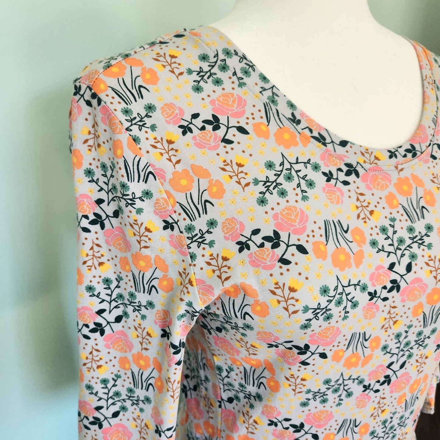 Matilda Jane x Joanna Gaines Once Upon A Time Down On The Farm Dress | Floral Mint Green Coral | Women's Size Small