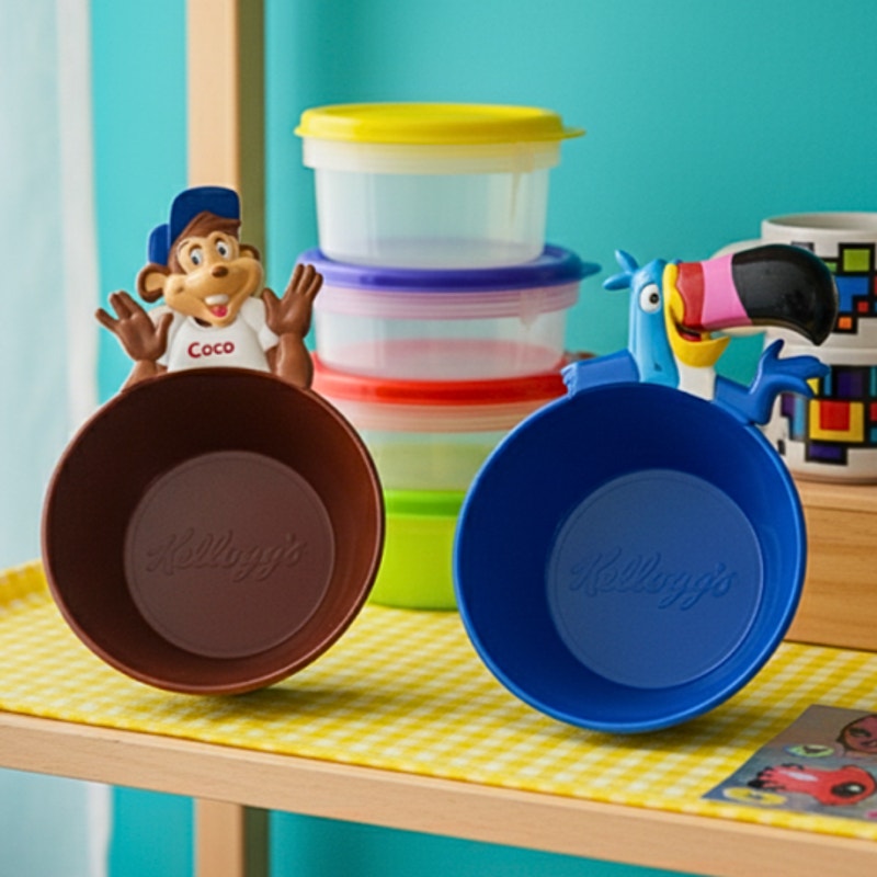 Kellogg's Vintage 1990s Plastic Mascot Cereal Bowls | Coco the Monkey & Toucan Sam | Kids Home