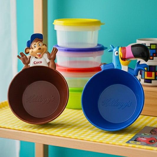 Kellogg's Vintage 1990s Plastic Mascot Cereal Bowls | Coco the Monkey & Toucan Sam | Kids Home
