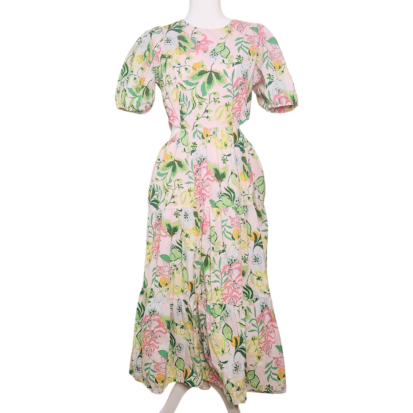 Lilly Pulitzer Women's Lyssa Floral Cotton Midi Dress Multi Via Amore Spritzer Size 8