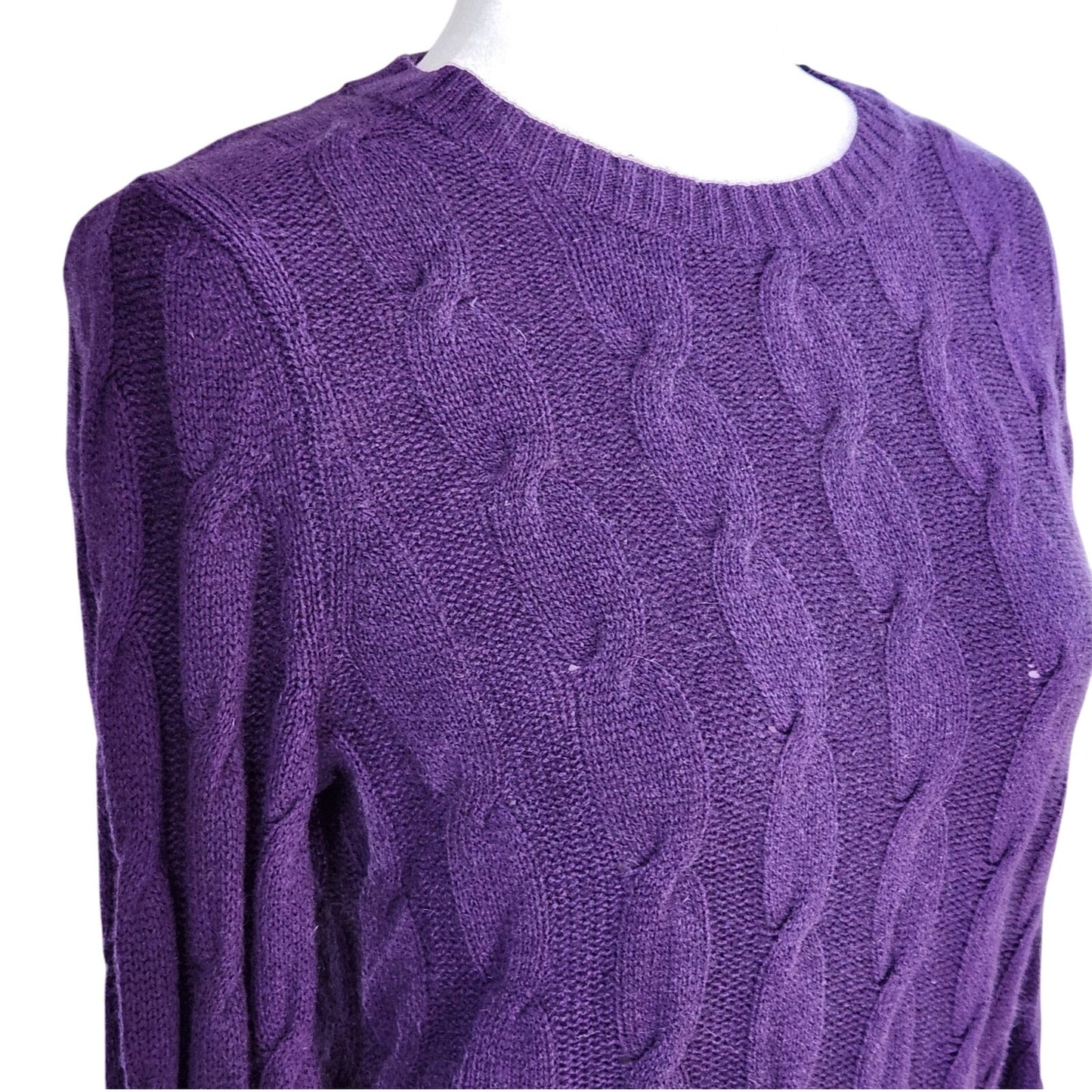 100% Cashmere Purple Cable Knit Sweater | Women's M