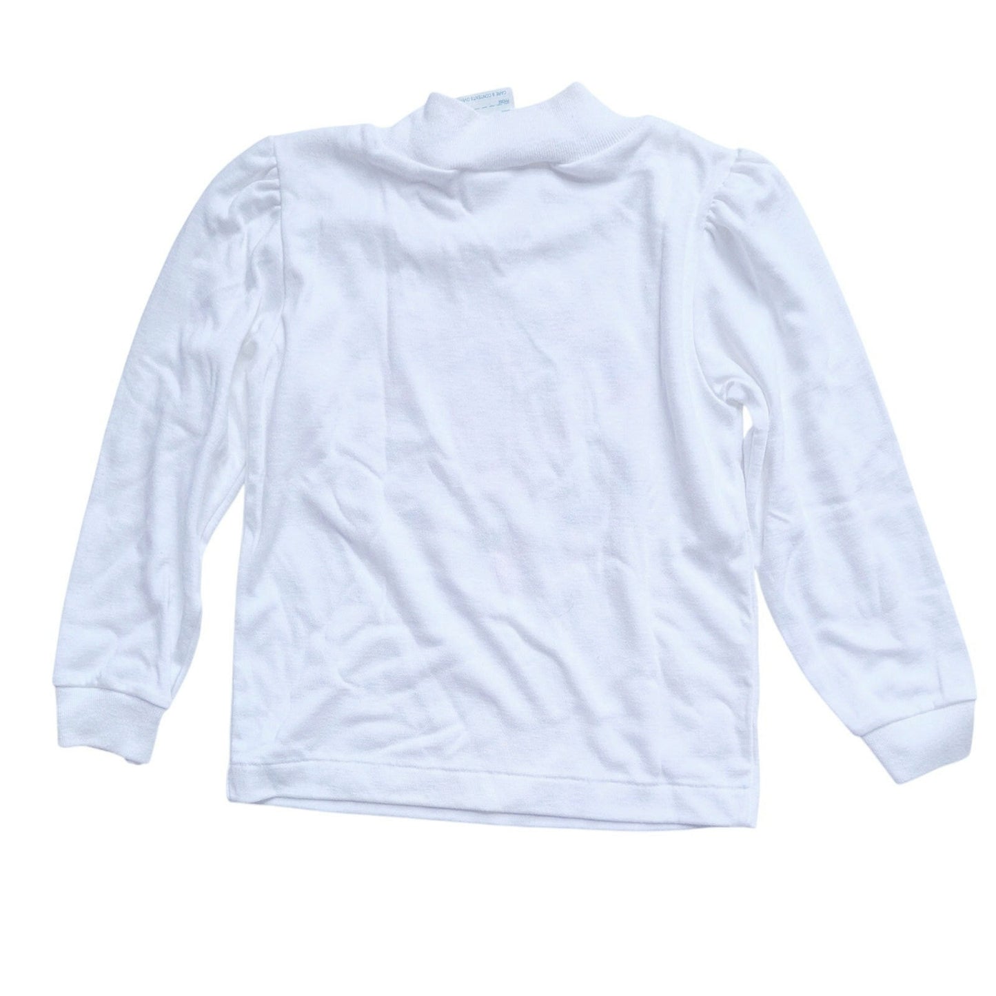 Healthtex Vintage 1980s Girls Mock Turtleneck Shirt – White Long Sleeve, Heart Wreath Bow Print, Retro Toys R Us – Size 5 – Made in USA NWT