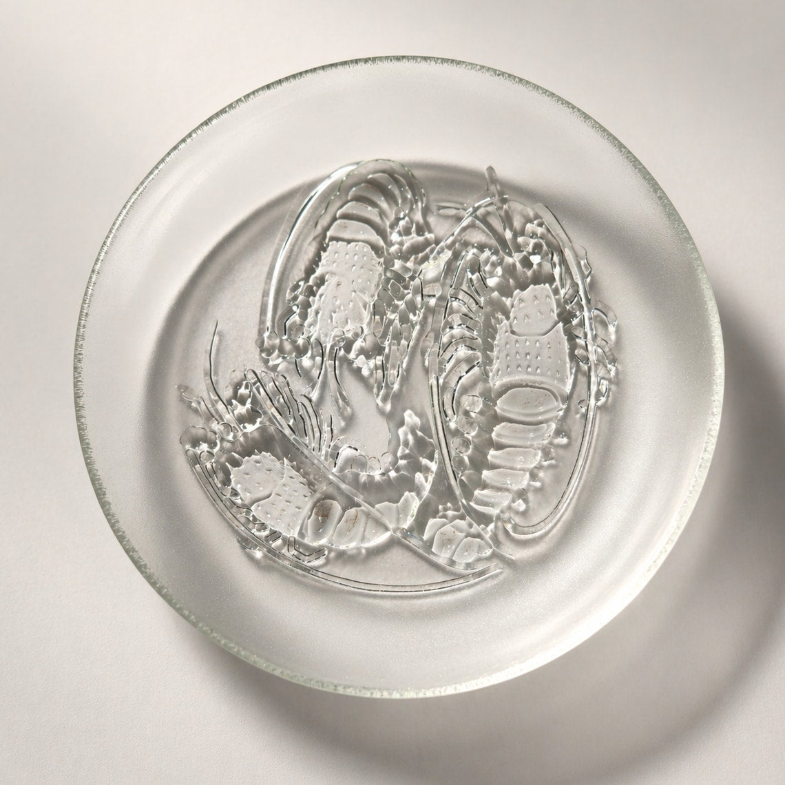 Vintage Pasari 9" Clear Pressed Glass Plate | 1970s Shrimp Lobster Crawfish