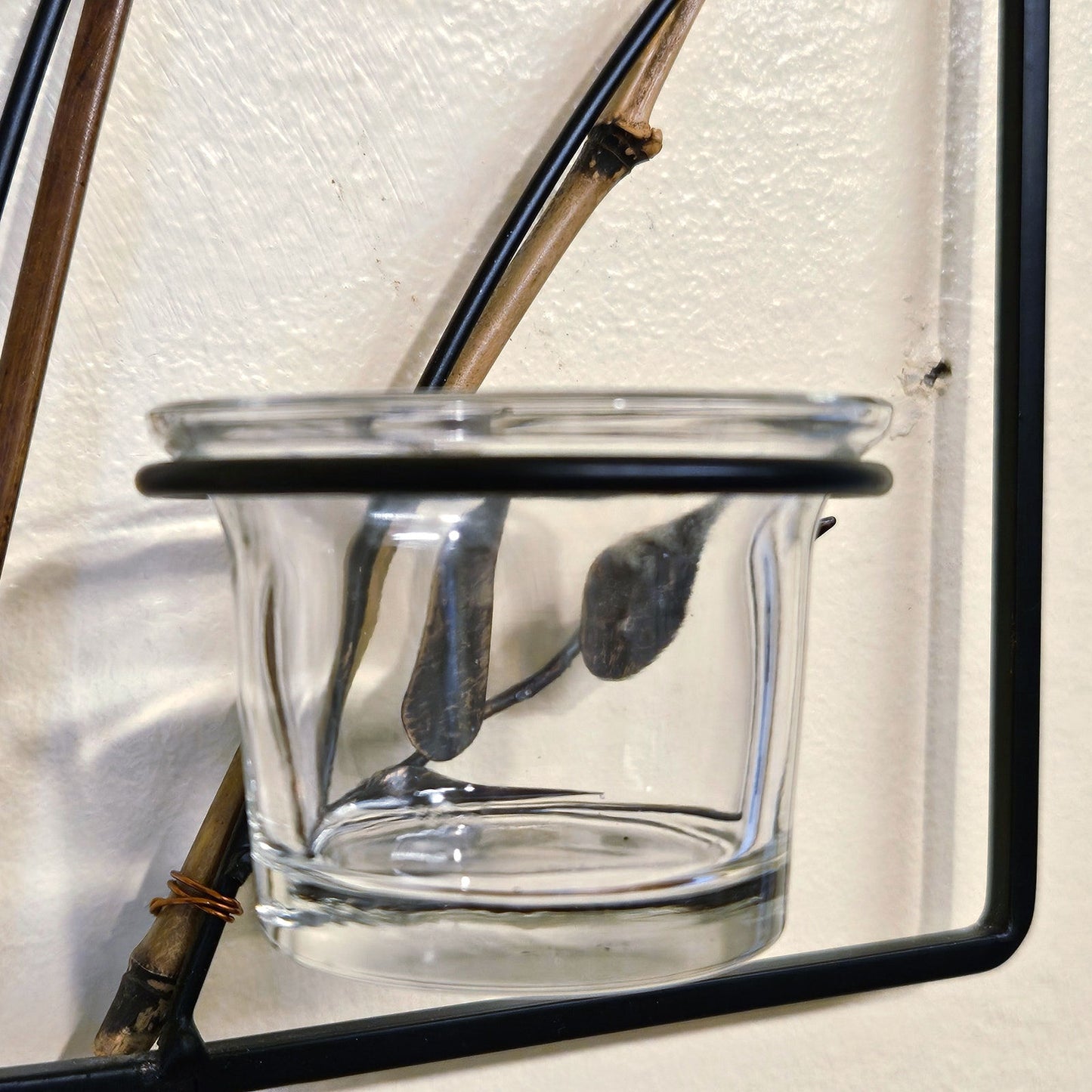 Vintage Bamboo & Metal Wall Candle Holder