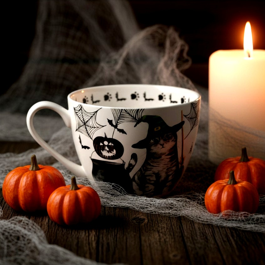 🎃 Creepy Cat Bone China Halloween Mug - Portobello By Design | Home
