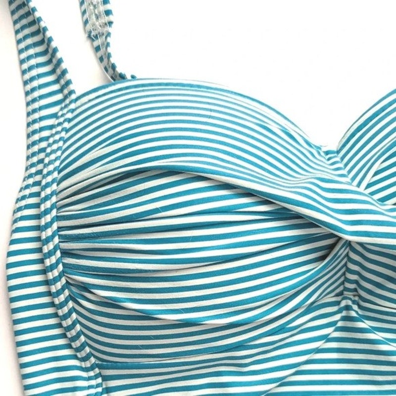 NipTuck Swim Torino Stripe Joanne One Piece Swimsuit Size 8 Green Teal White Stripe Tummy Control