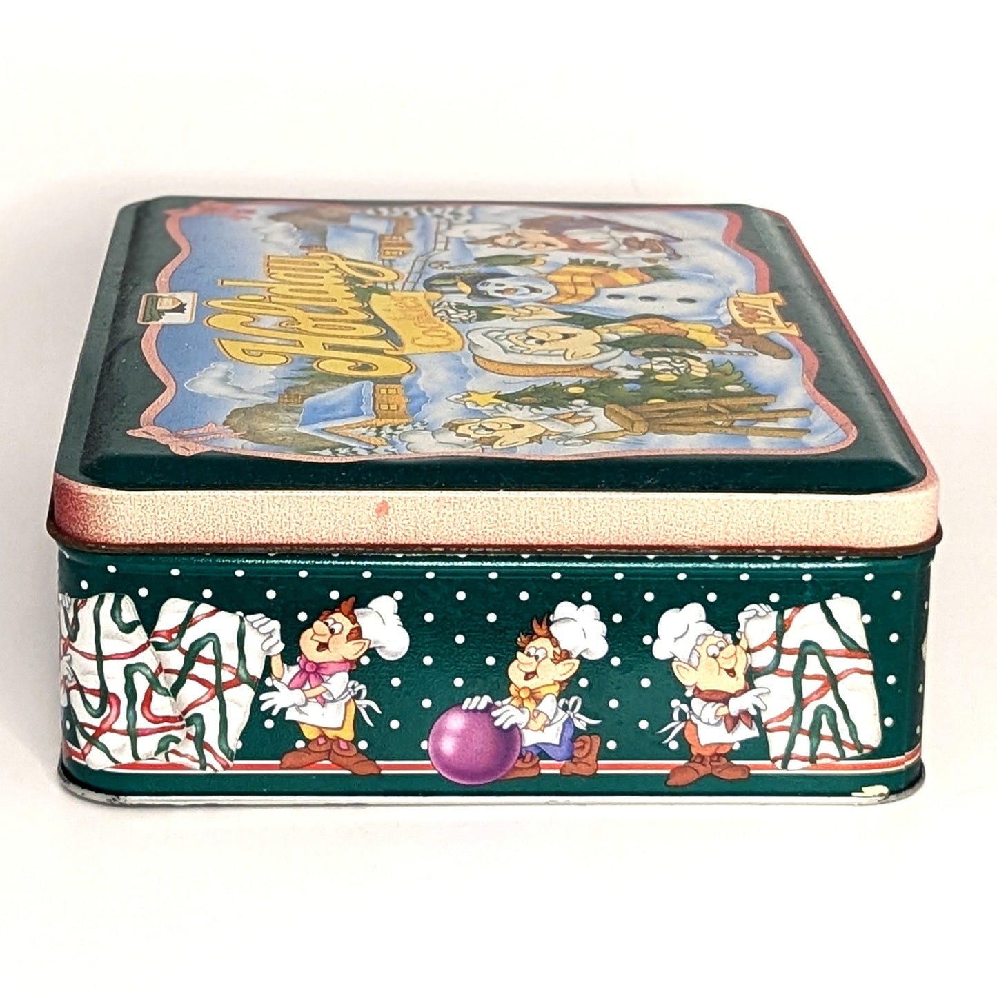 1997 Keebler Holiday Cookies Tin – Christmas Elf & Snowman Design