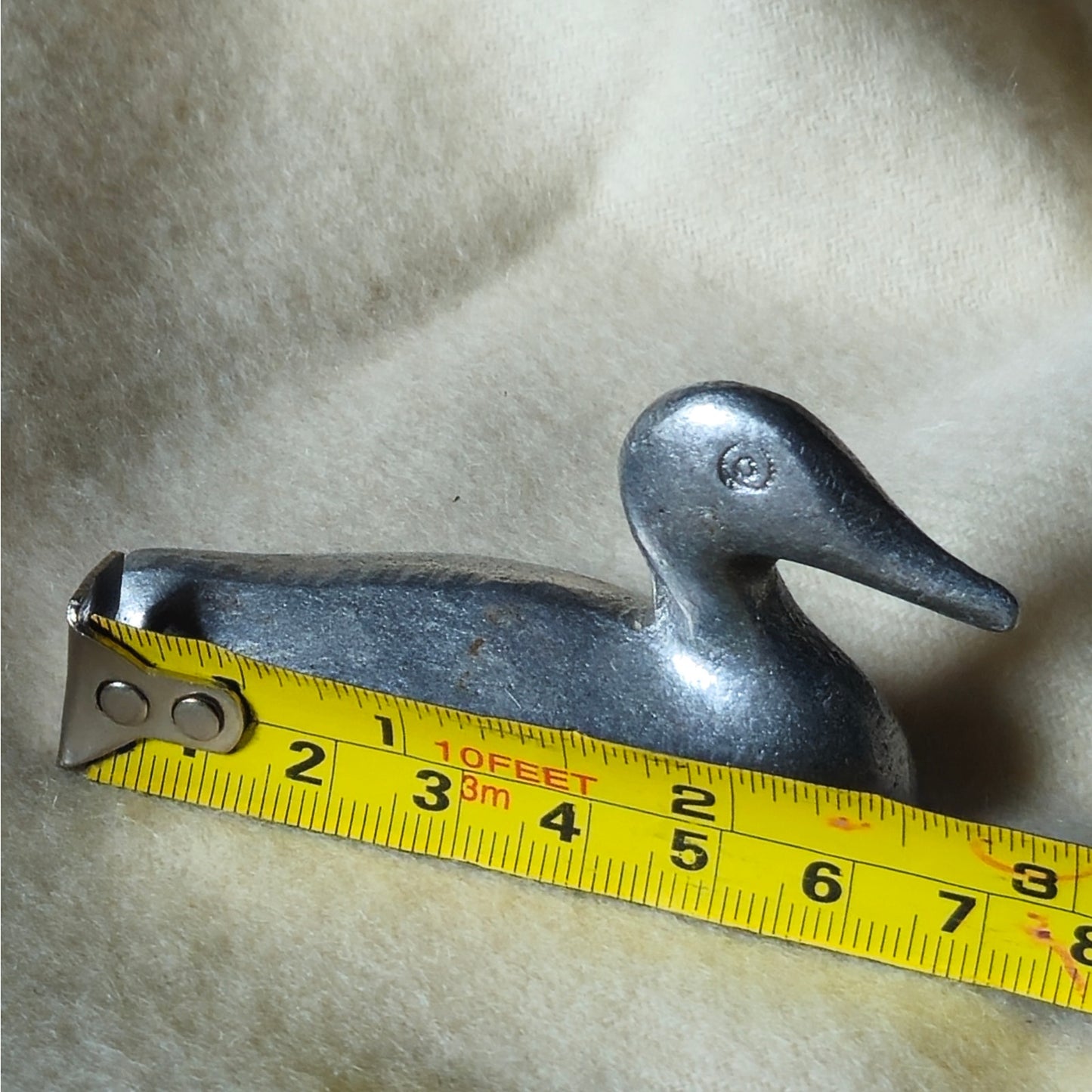 Mini Mid Century Aluminum Duck | 1960s Modernist Silver Sculpture | Tiny Shelf Accent