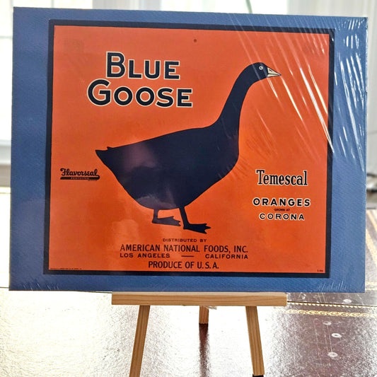 Blue Goose Temescal Oranges Print – Vintage California Citrus Crate Label 14x11